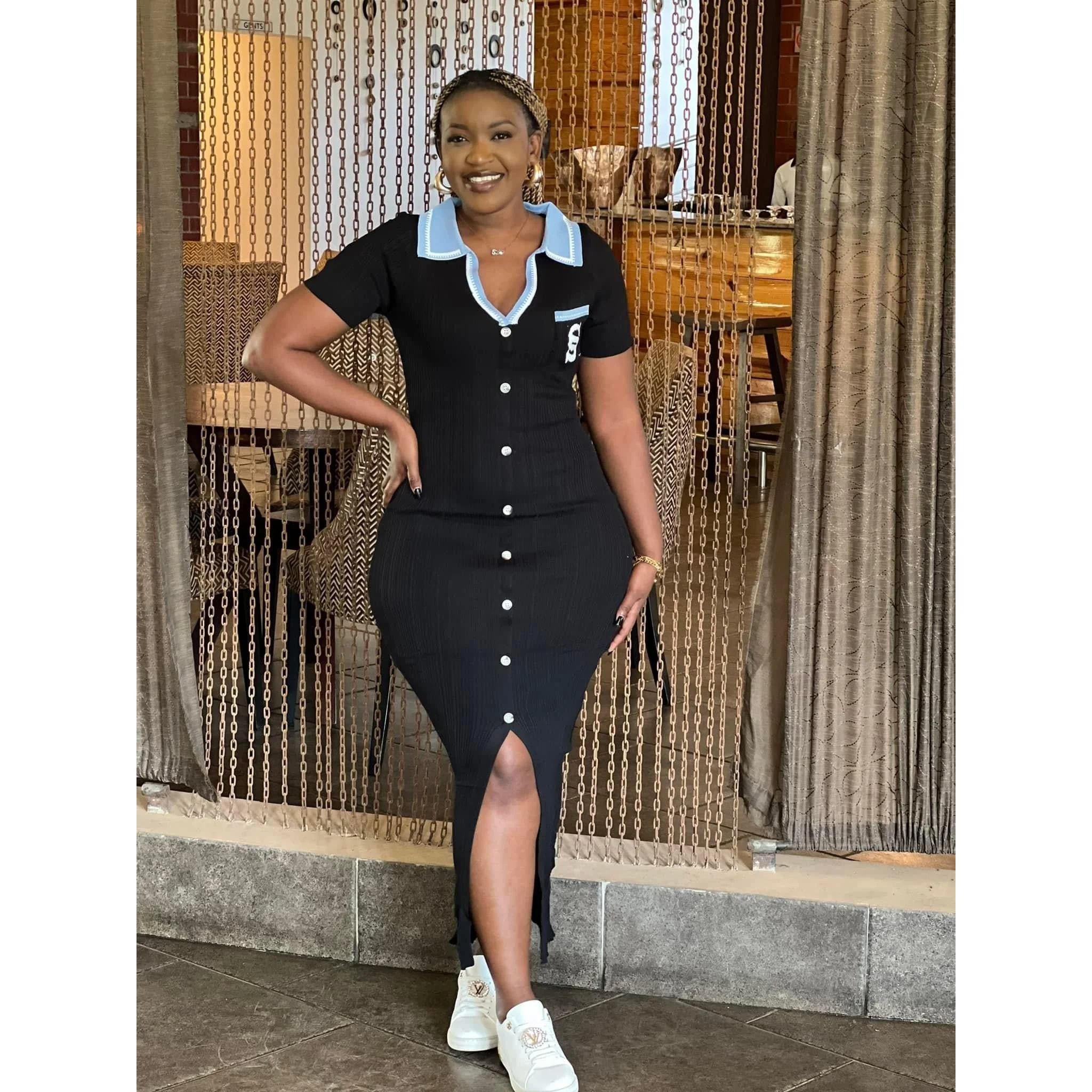Ribbed Polo Midi Short Sleeve Dress. - Image 8