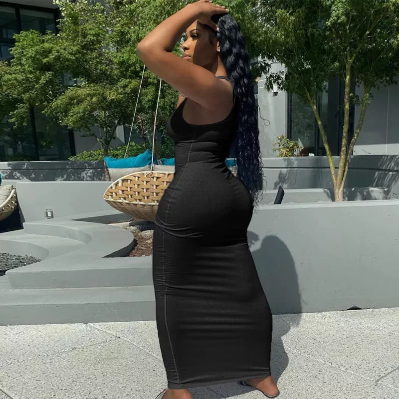 Ribbed Sleeveless V-Neck Bodycon Dress - Image 8