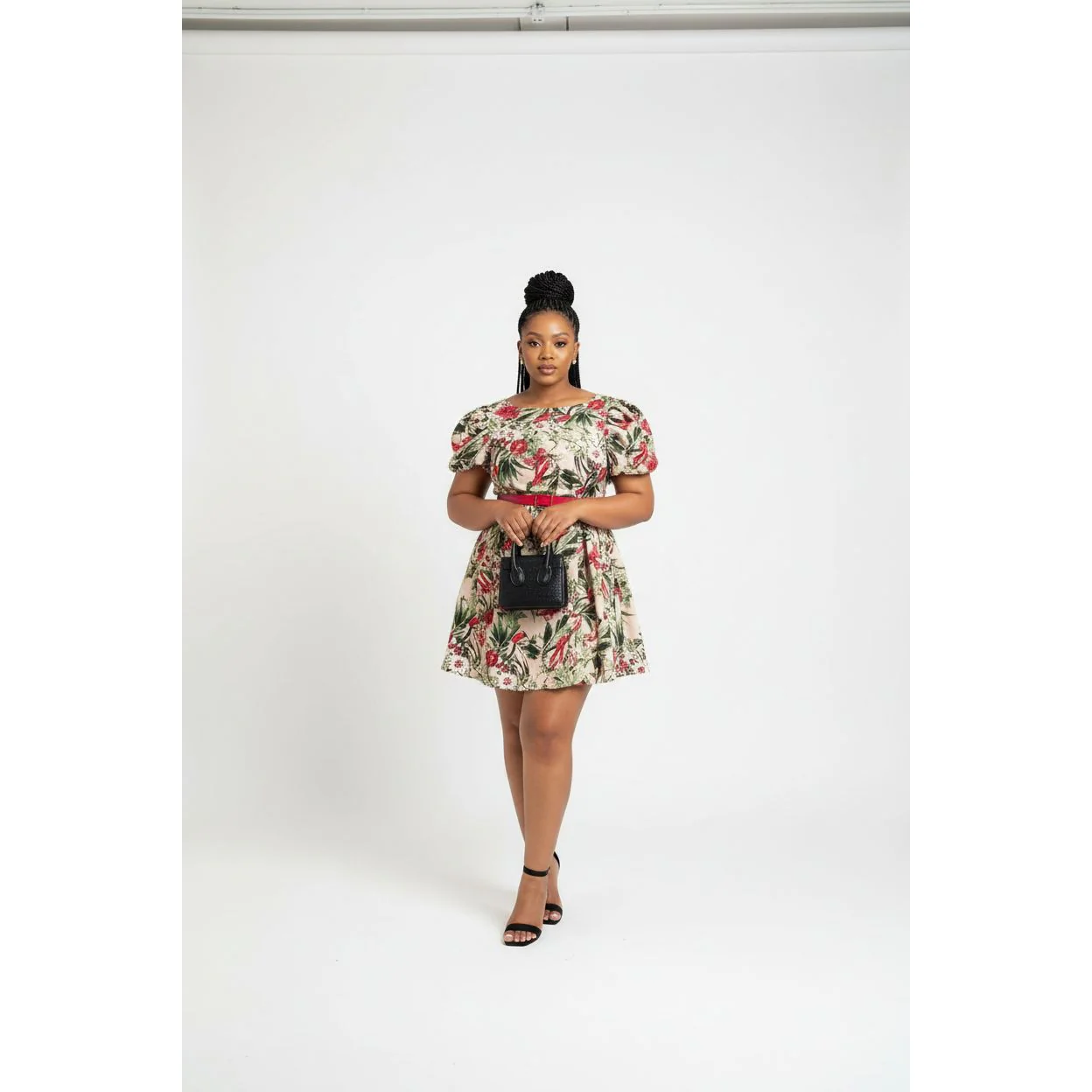 Round Neck Ankara Midi Dress - Image 2
