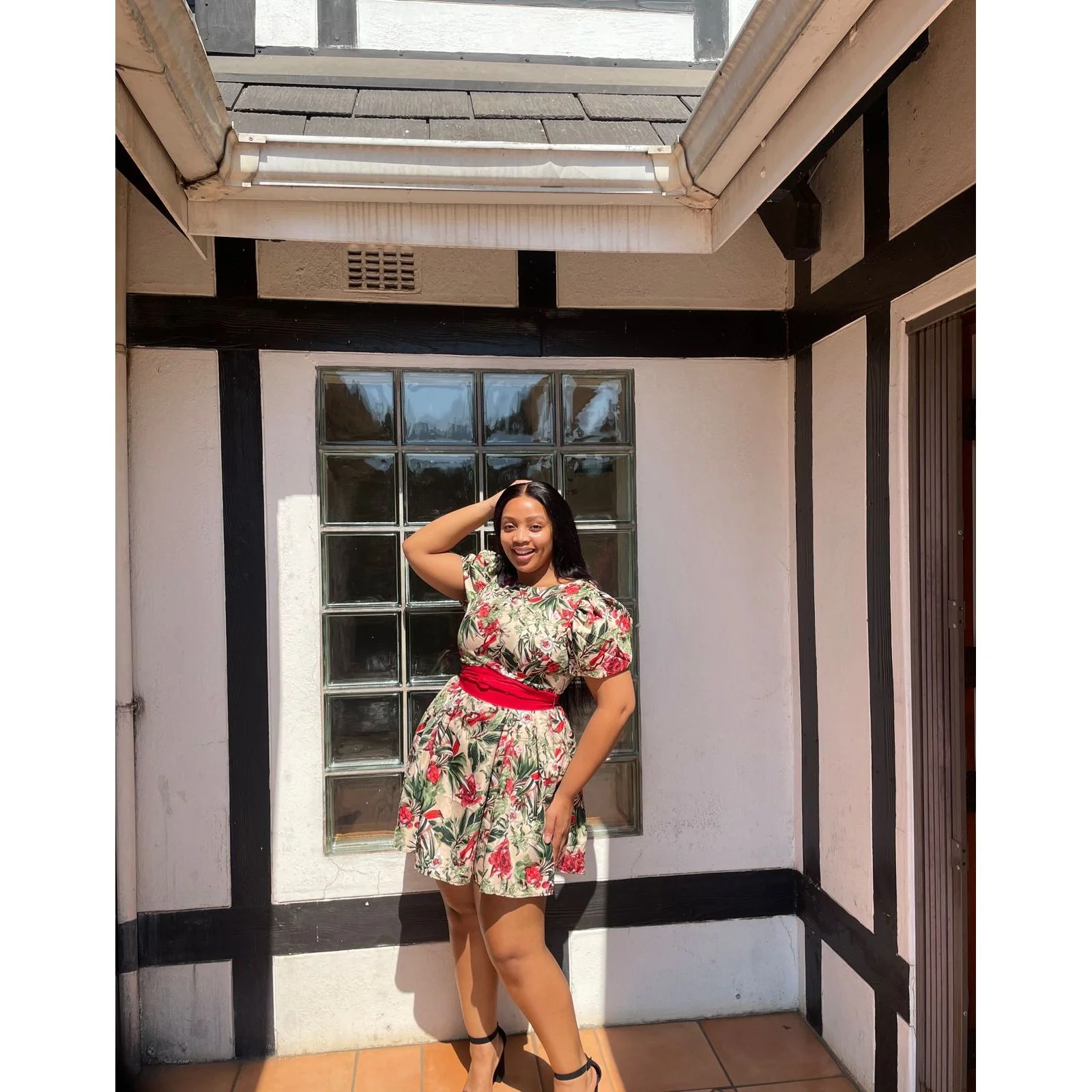 Round Neck Ankara Midi Dress - Image 4