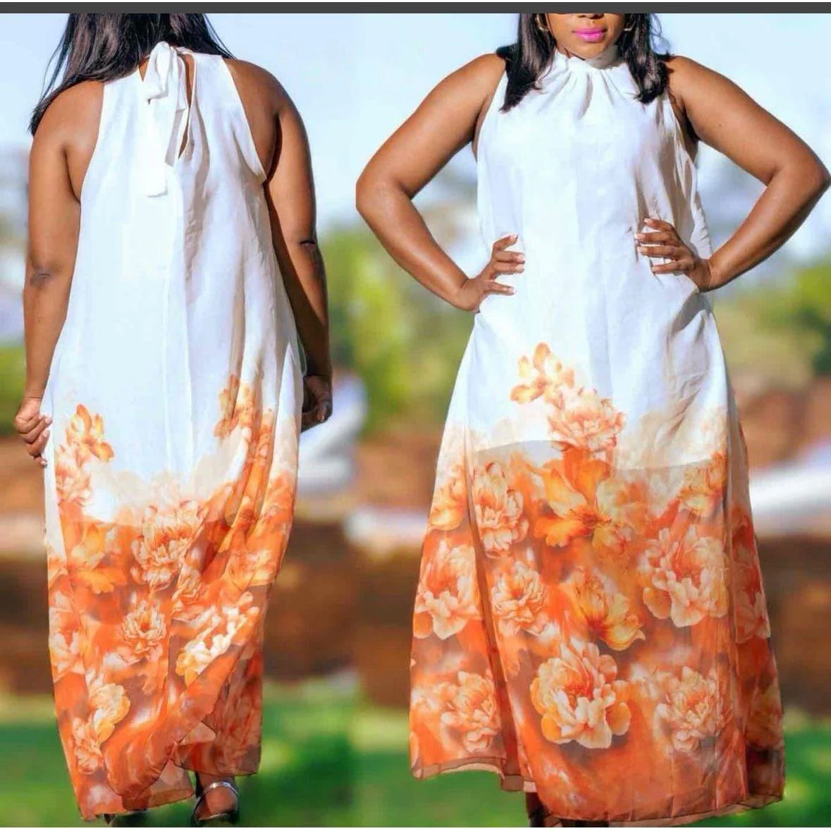 Round Neck Floral Maxi Dress - Image 6