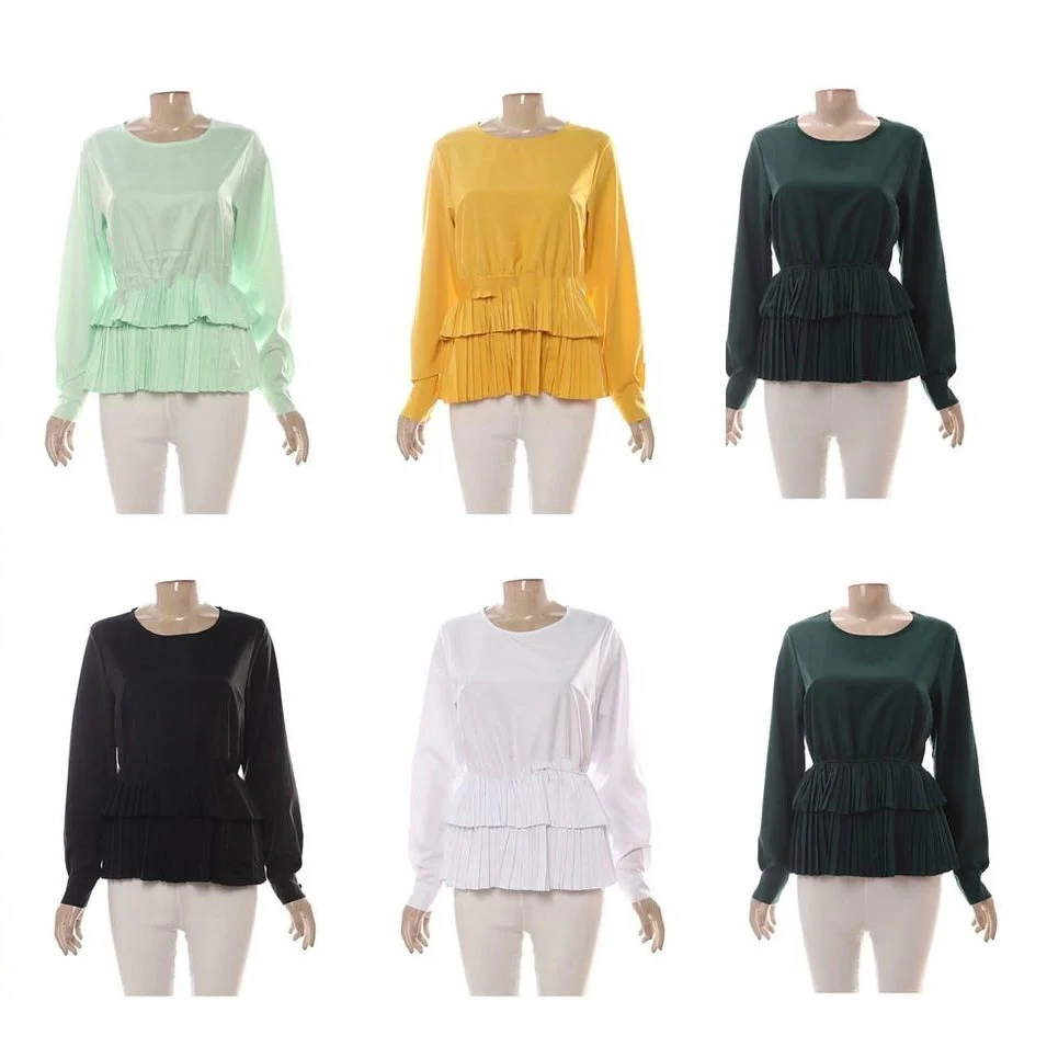 Round Neck Long Sleeve Blouse - Image 2