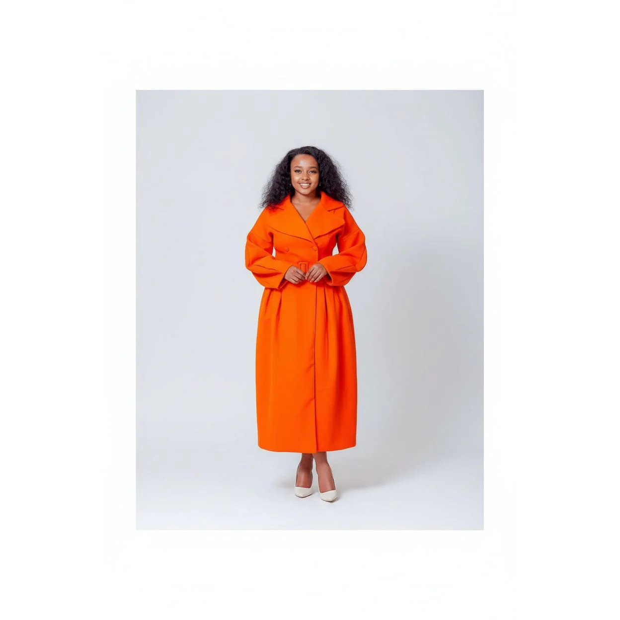 Buttoned Long Sleeves Loose Notched Collar Outerwear Coats