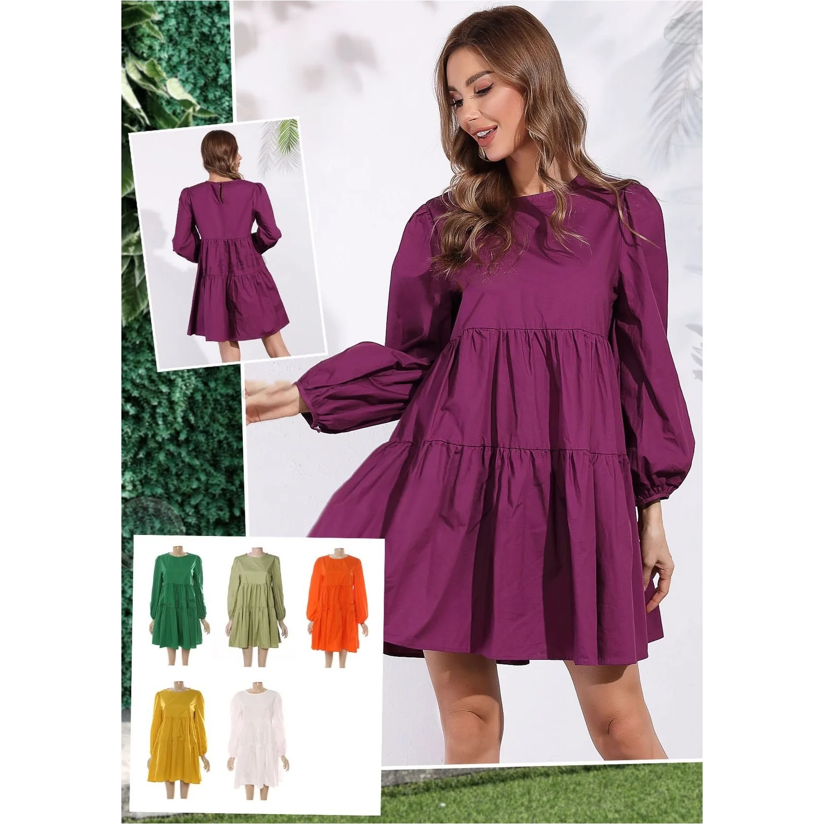 Round Neck Midi Bubble Dress - Image 2
