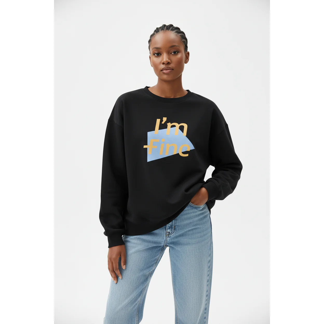 Round Neck Pullover Letter Printing Top Sweater.