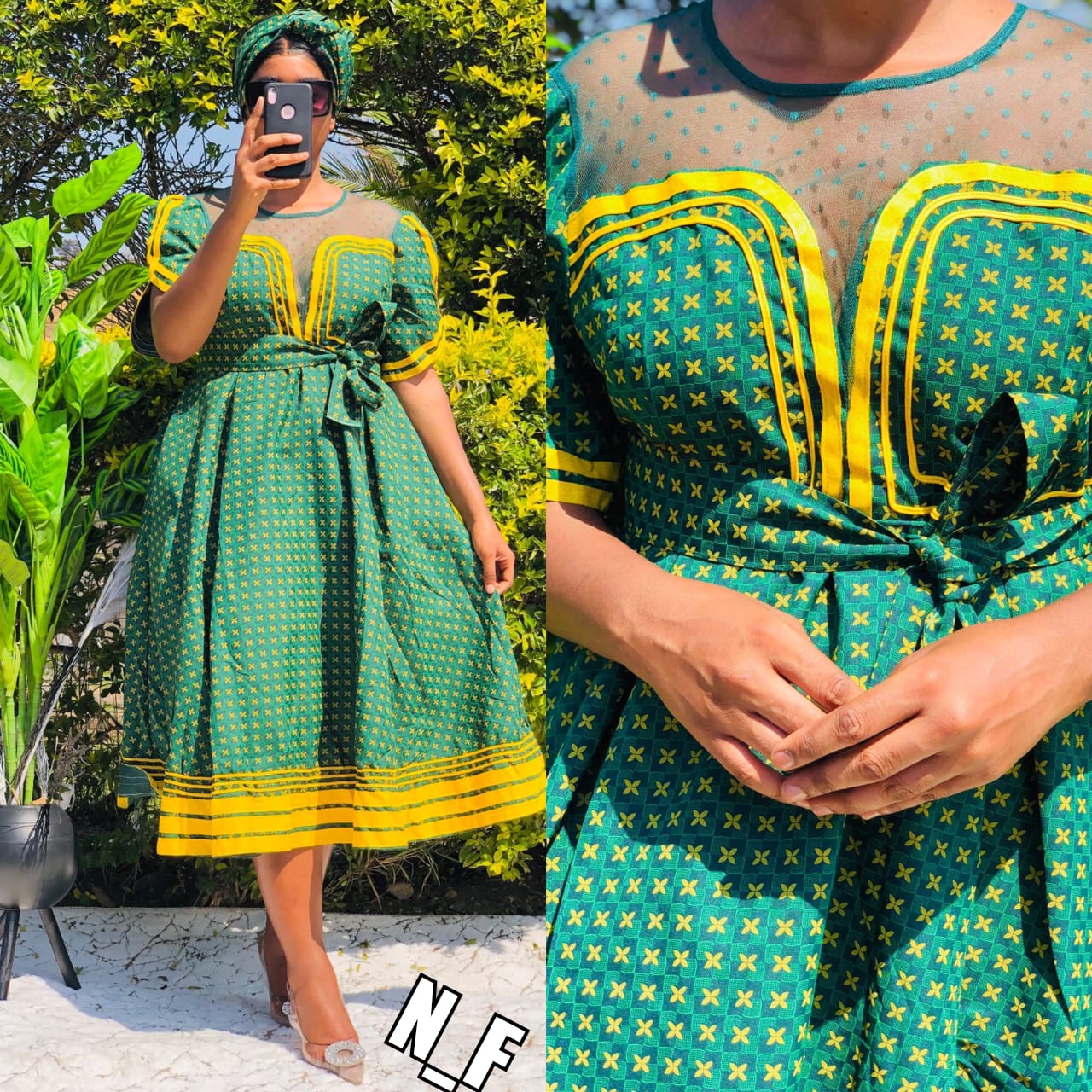Round Neck Short Sleeve Ankara Dress - Image 10