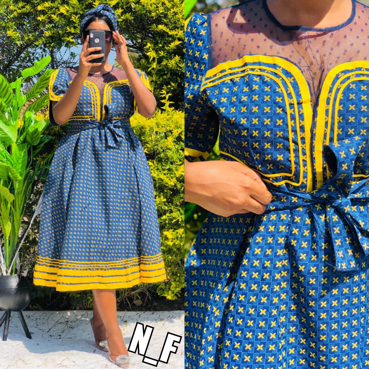 Round Neck Short Sleeve Ankara Dress - Image 11