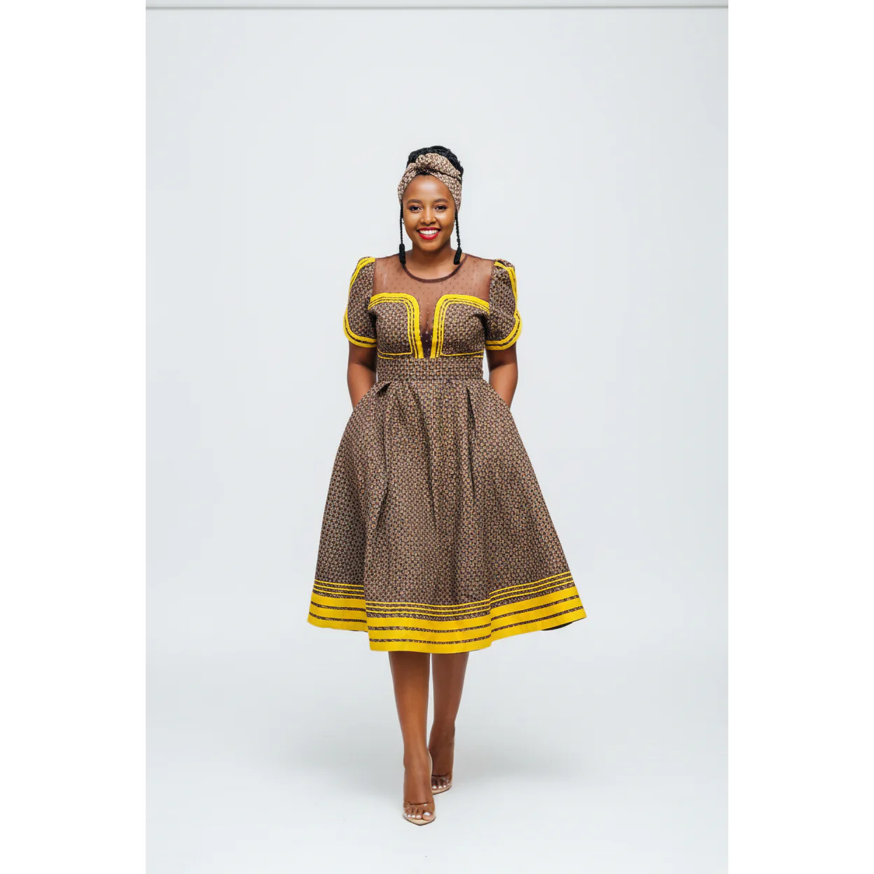 Round Neck Short Sleeve Ankara Dress - Image 4