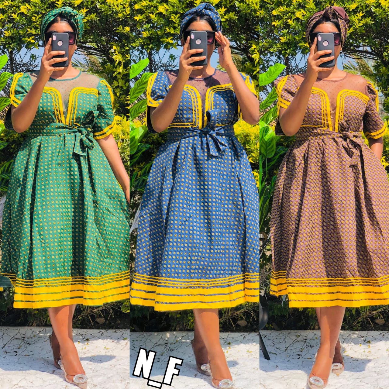 Round Neck Short Sleeve Ankara Dress - Image 5