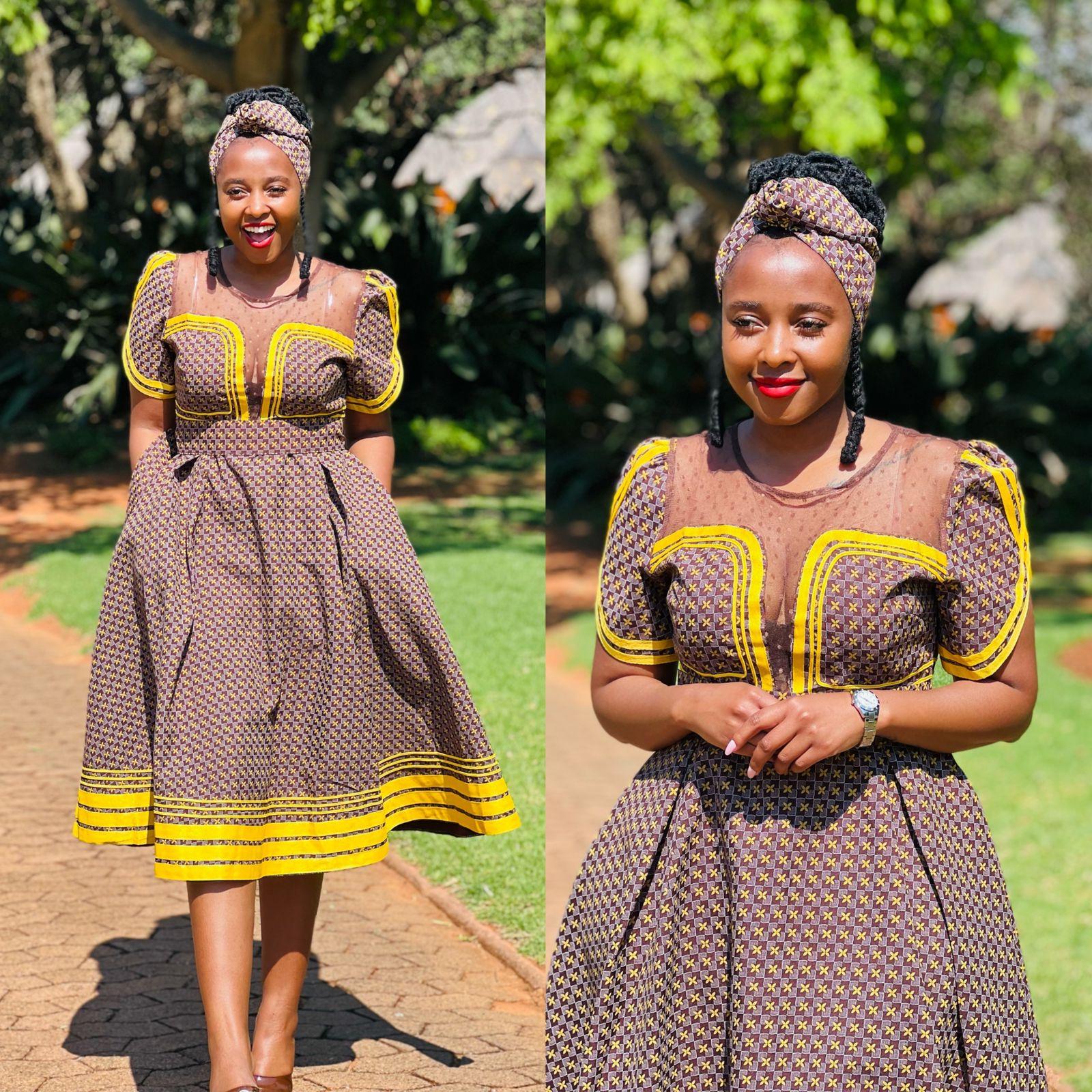 Round Neck Short Sleeve Ankara Dress - Image 9