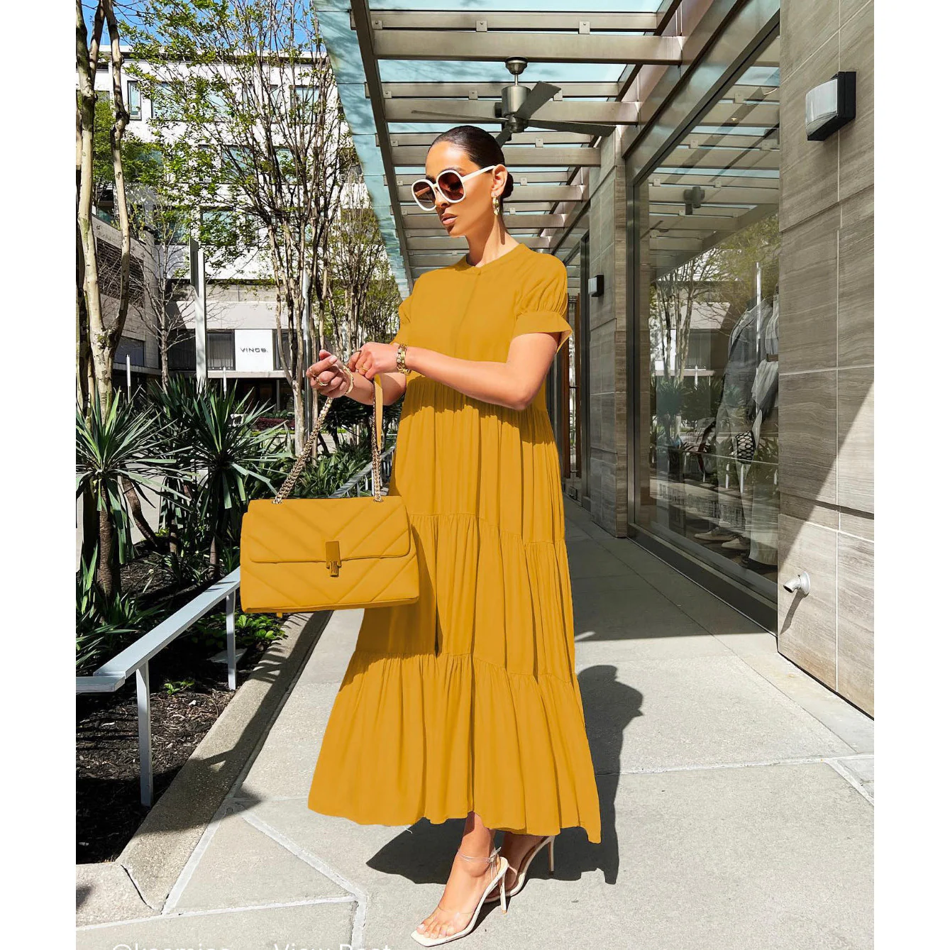Round Neck Short Sleeve Long Dress - Image 2
