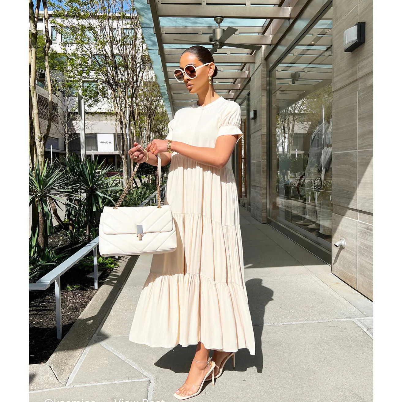 Round Neck Short Sleeve Long Dress - Image 3