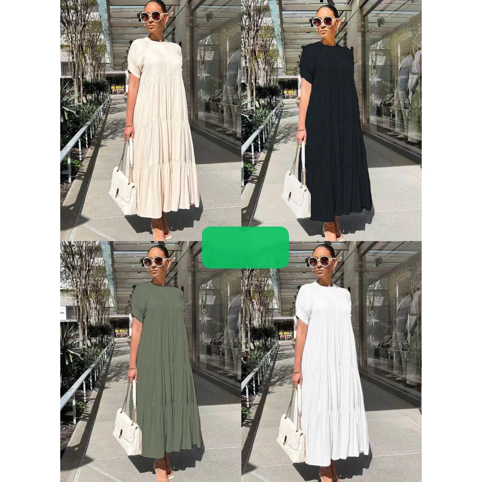 Round Neck Short Sleeve Long Dress - Image 4
