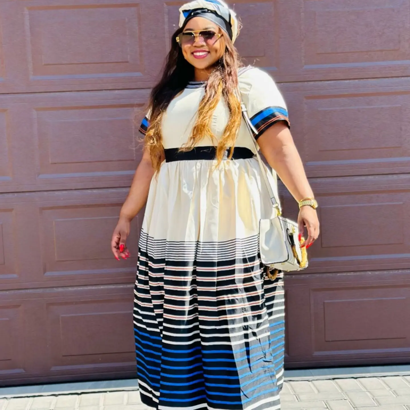 Round Neck Short Sleeves Traditional Dress - Image 7