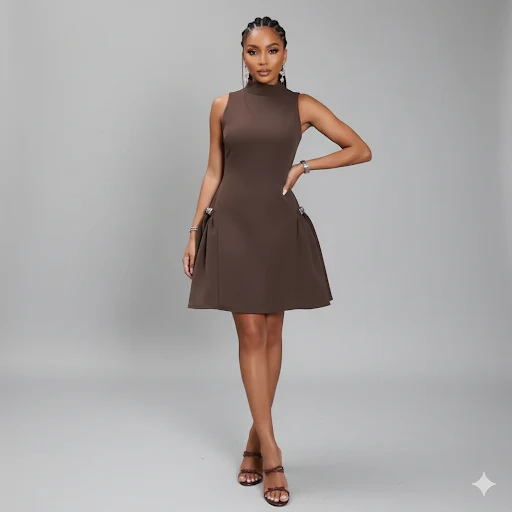 Round Neck Sleeveless Mini Dress - Image 3