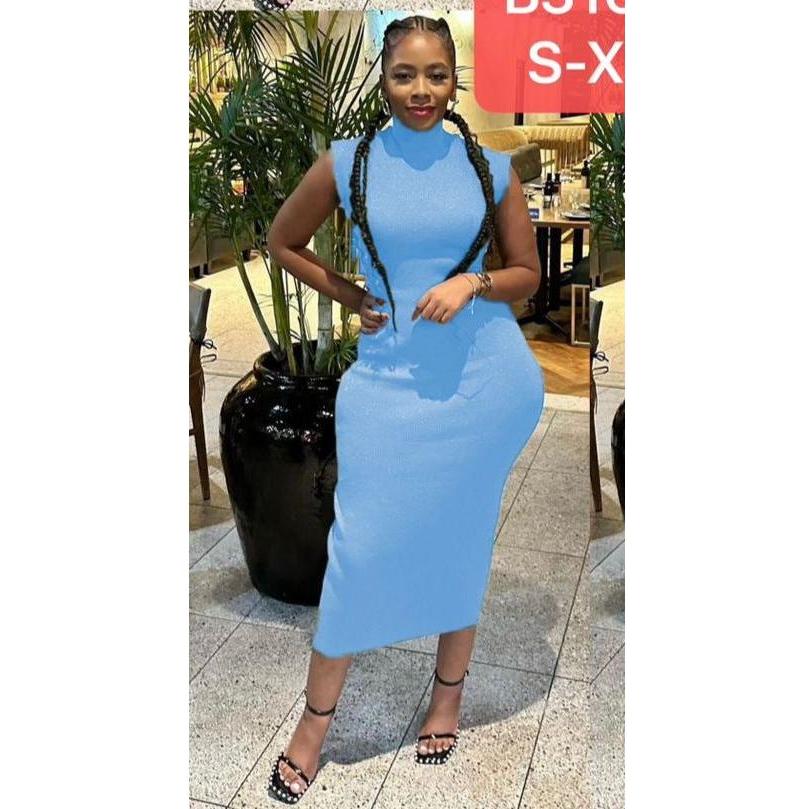Round Neck Tight Sleeveless Midi Dress. - Image 4