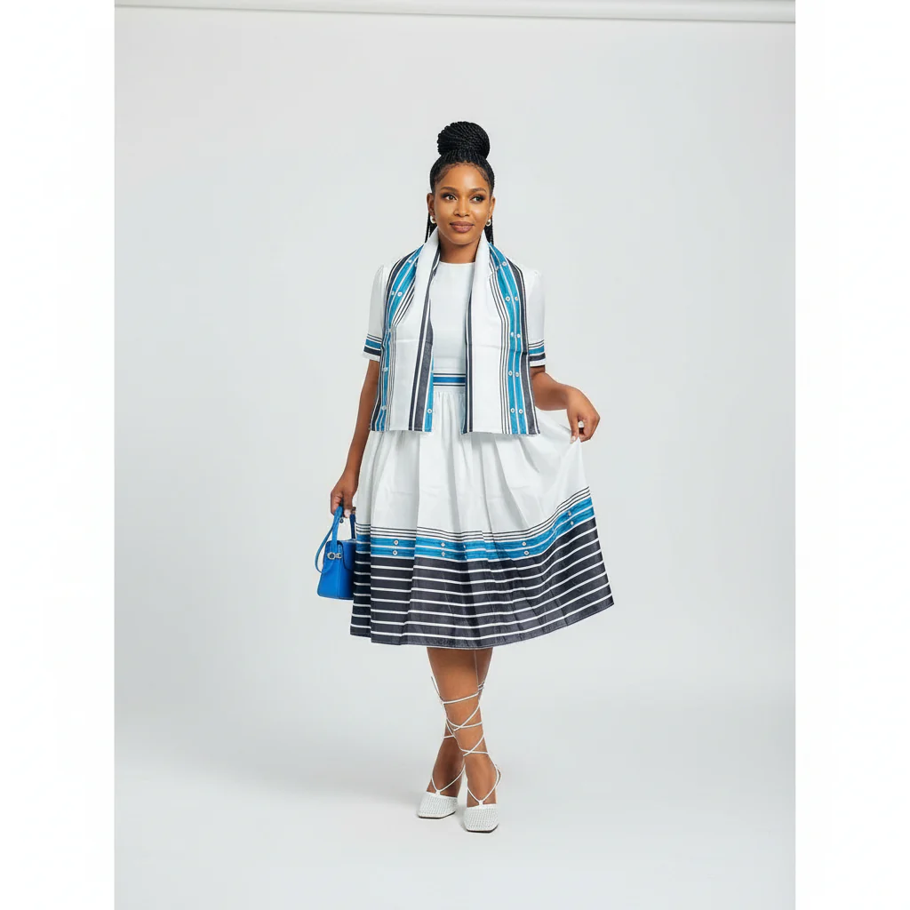 Round Neck Traditional Ankara Dress - Image 2