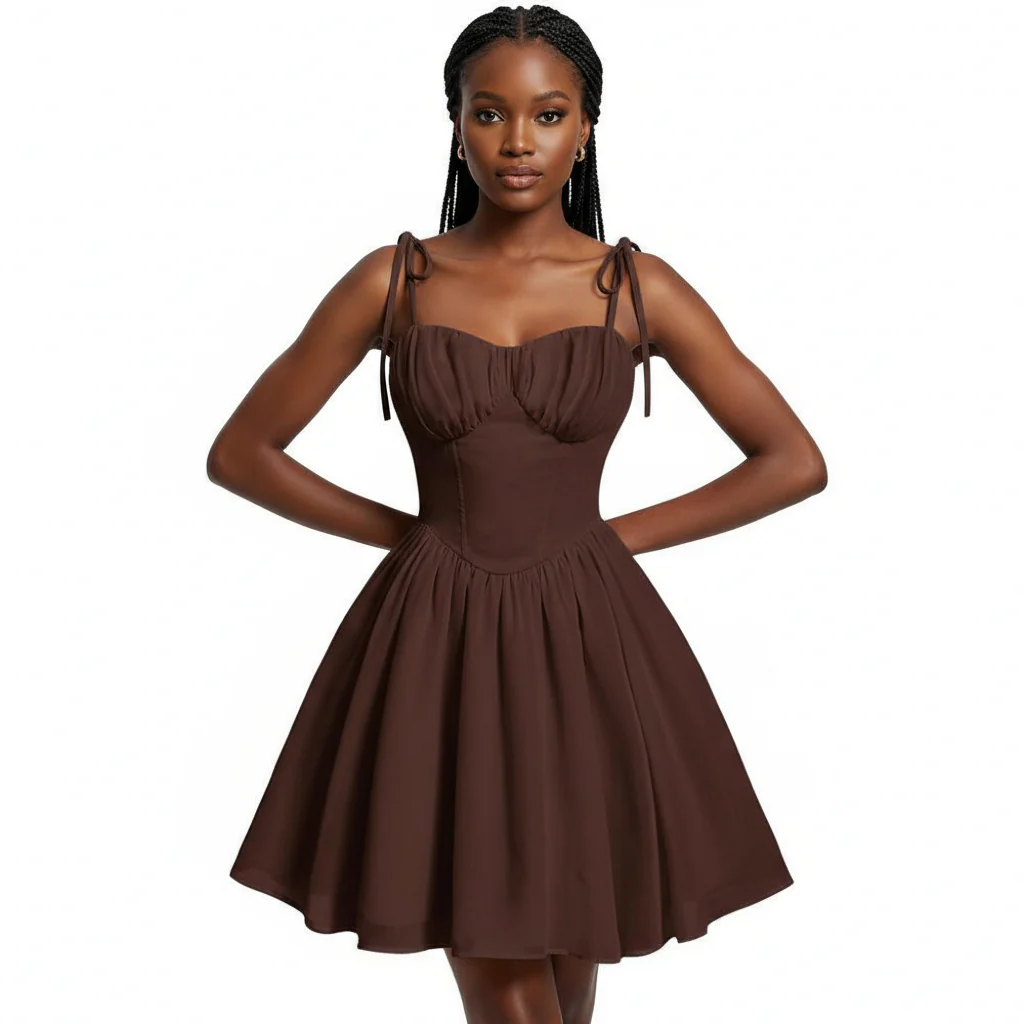 Ruched Spaghetti Strap Contrast Lace Peplum Mini Dress