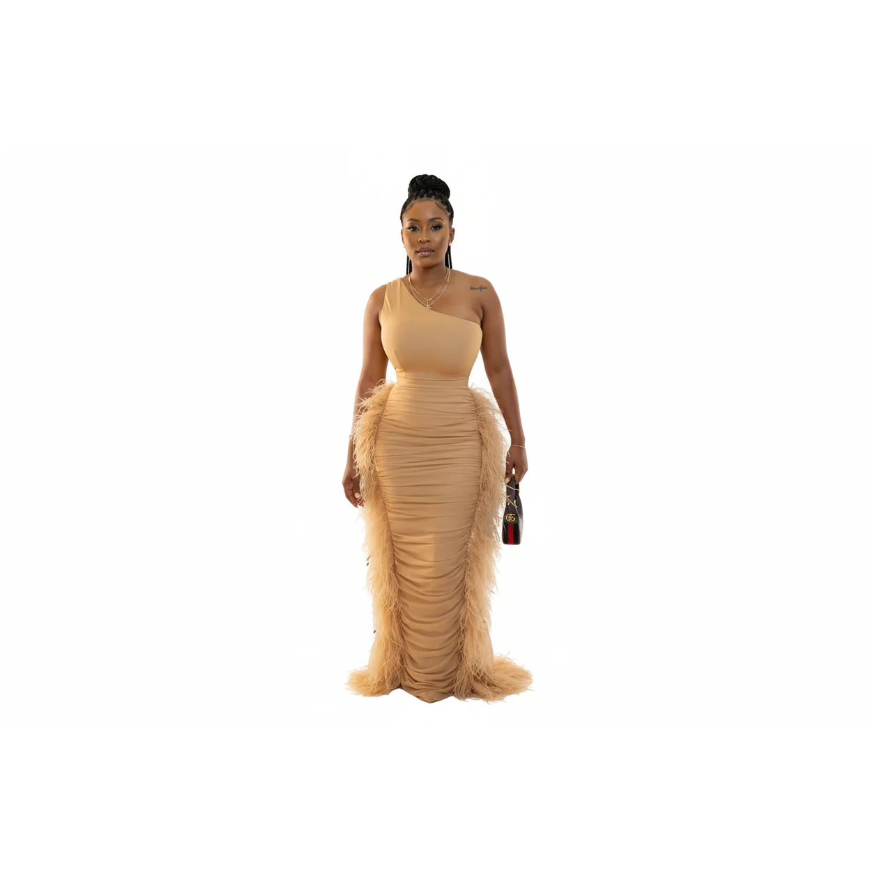 Ruffle One Hand Off Shoulder Bodycon Dress