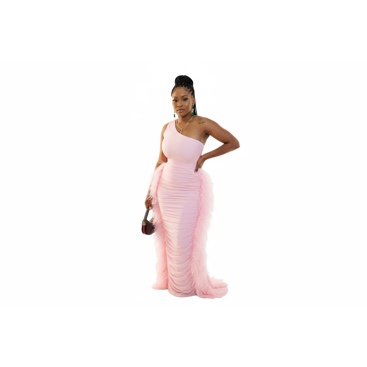 Ruffle One Hand Off Shoulder Bodycon Dress - Image 2