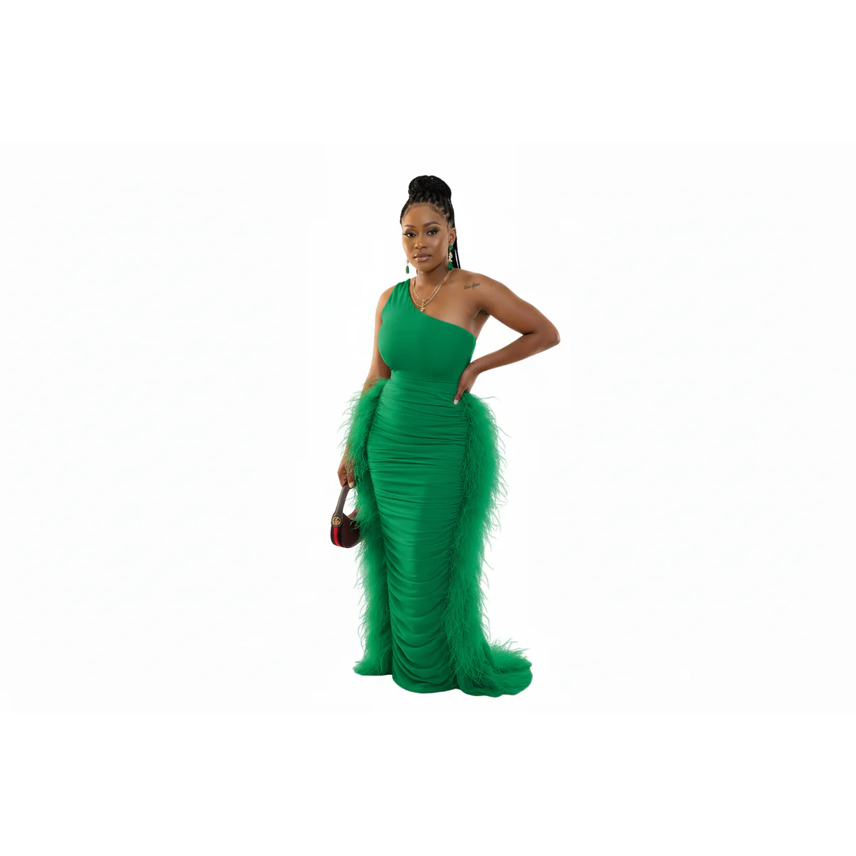 Ruffle One Hand Off Shoulder Bodycon Dress - Image 5