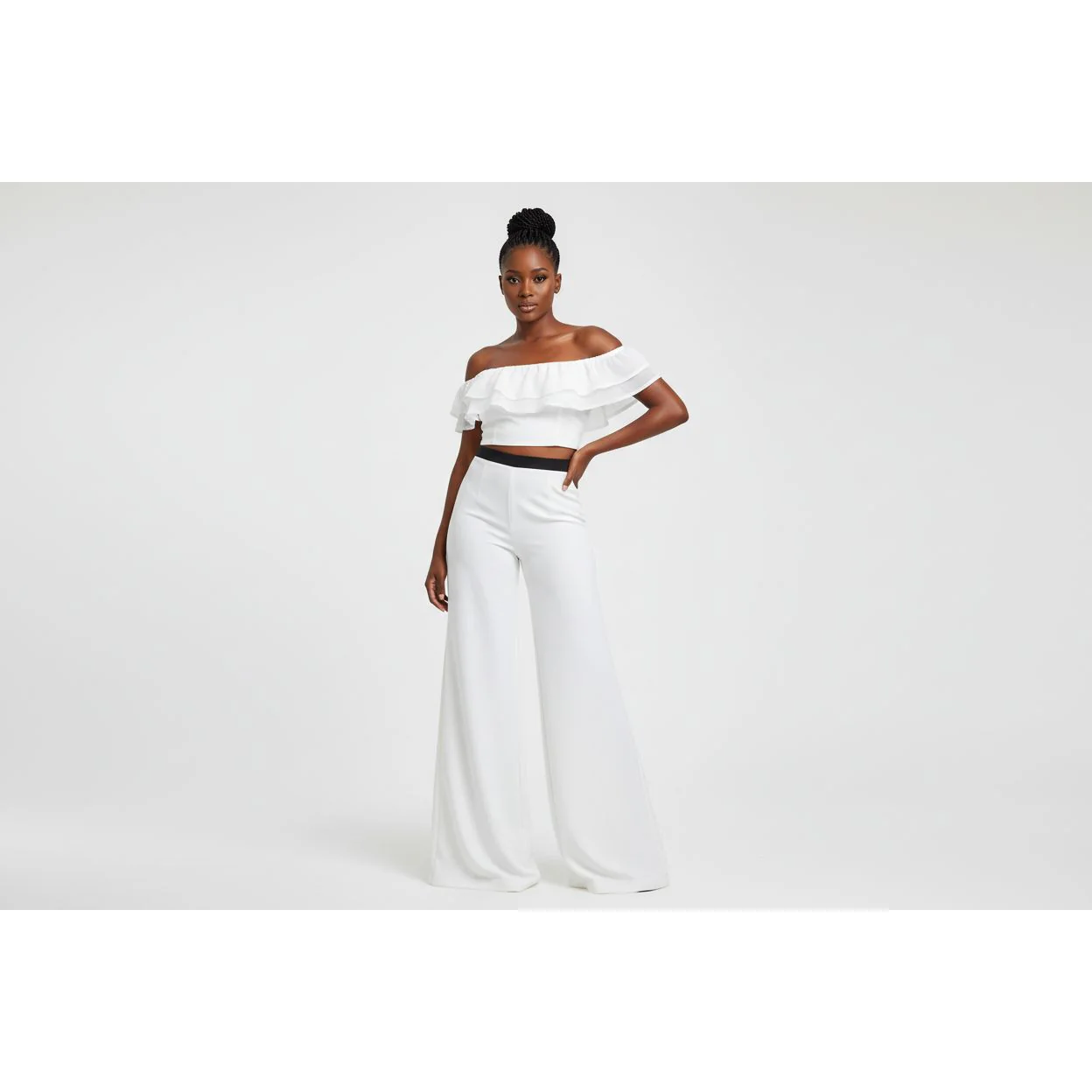 Ruffle Shirt & Wide Leg Pant 2 Piece Set - Image 2