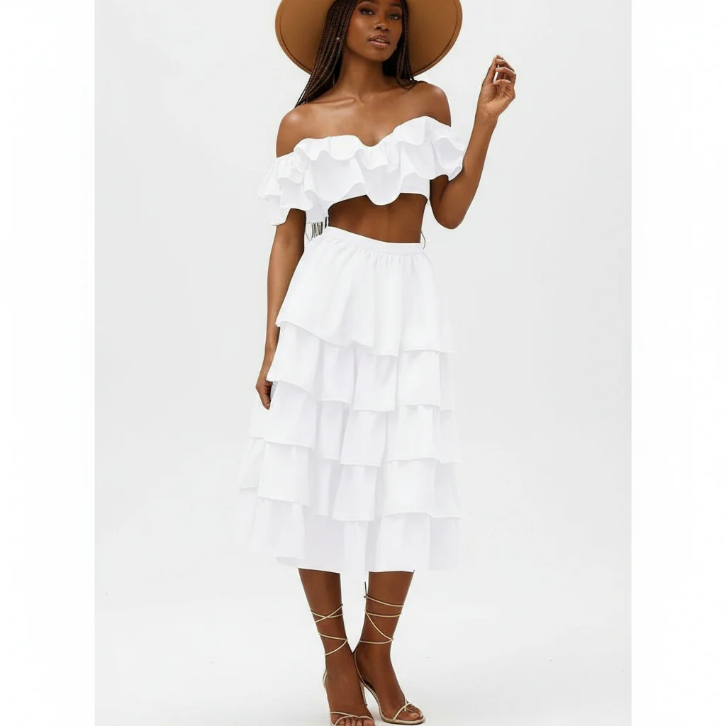 Ruffle Skirt With Sexy High Split. - Image 3