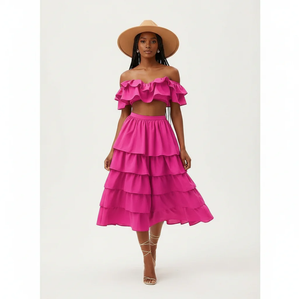 Ruffle Skirt With Sexy High Split. - Image 4