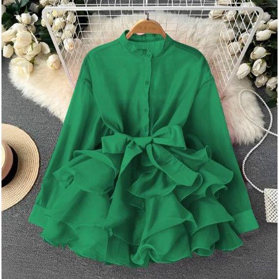 Ruffled Buttoned Mini Dress - Image 4