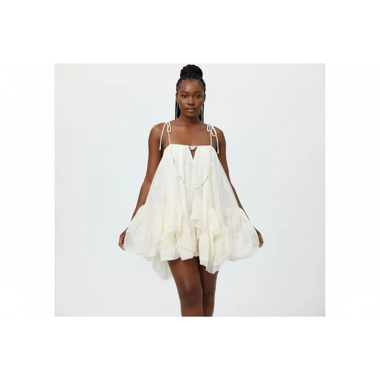 Ruffled Chiffon Mini Dress - Image 3
