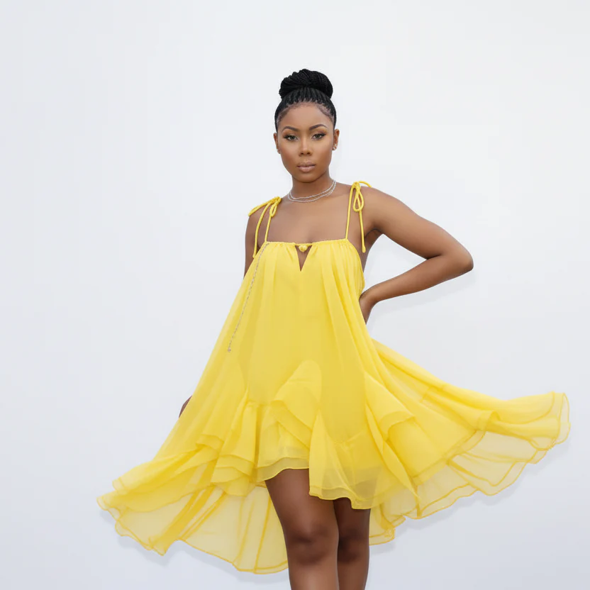 Ruffled Chiffon Mini Dress - Image 5