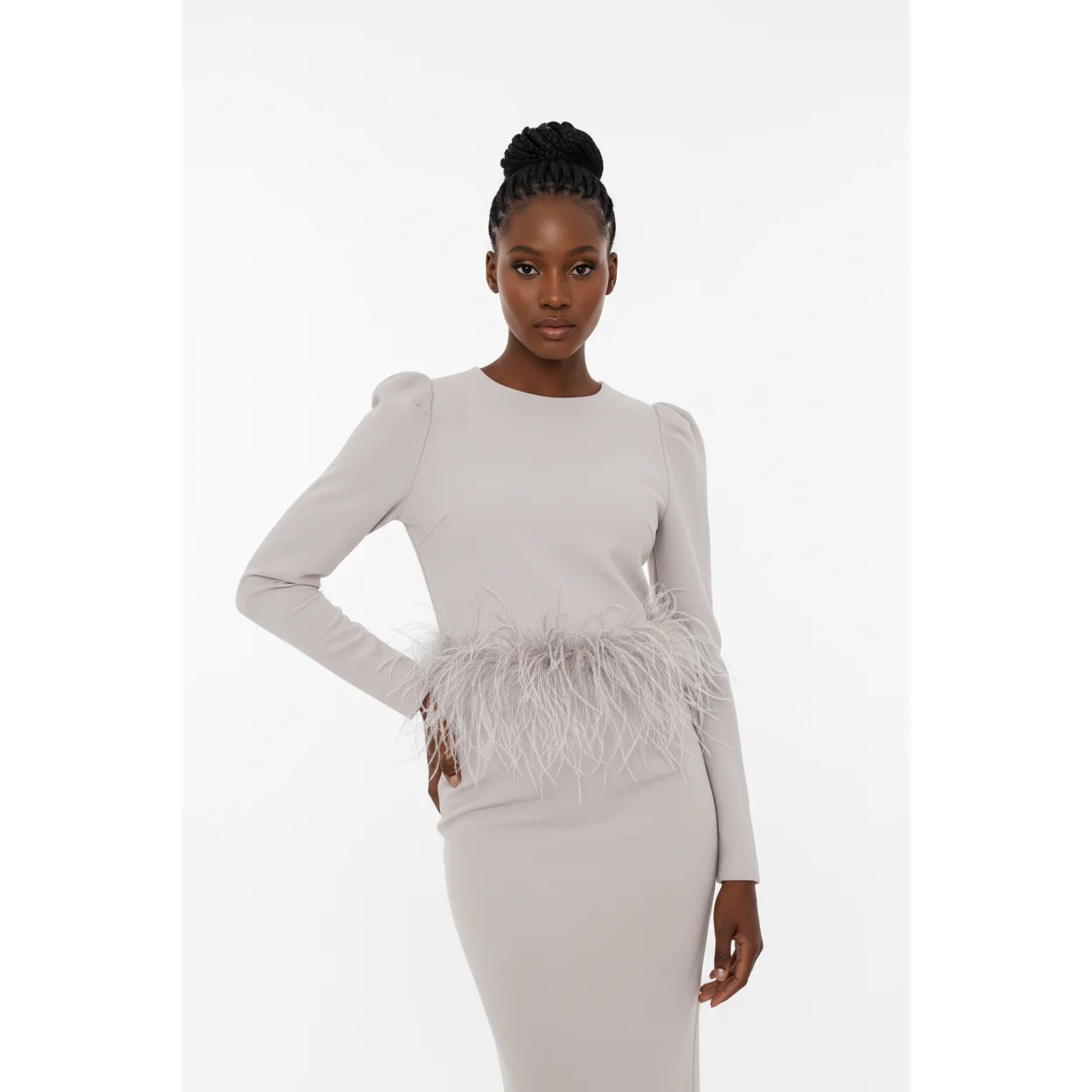 Casual Round Neck Feather Top - Image 2