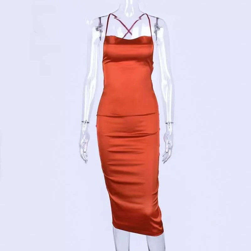 Satin Bodycon Backless Dress - Image 4