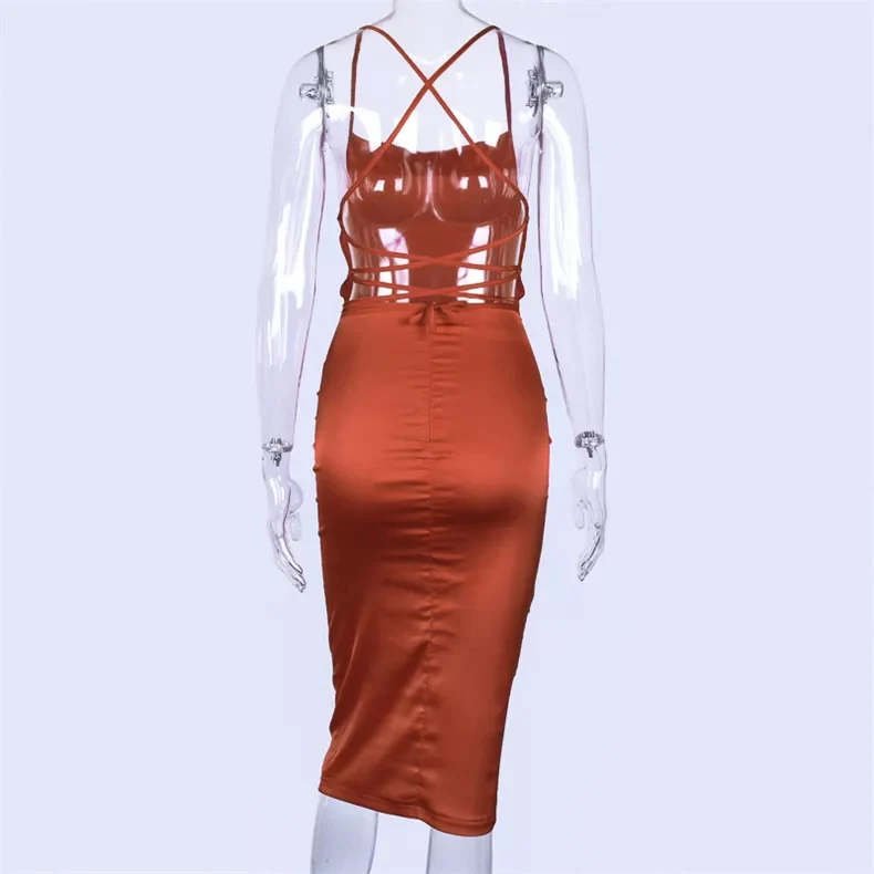 Satin Bodycon Backless Dress - Image 5