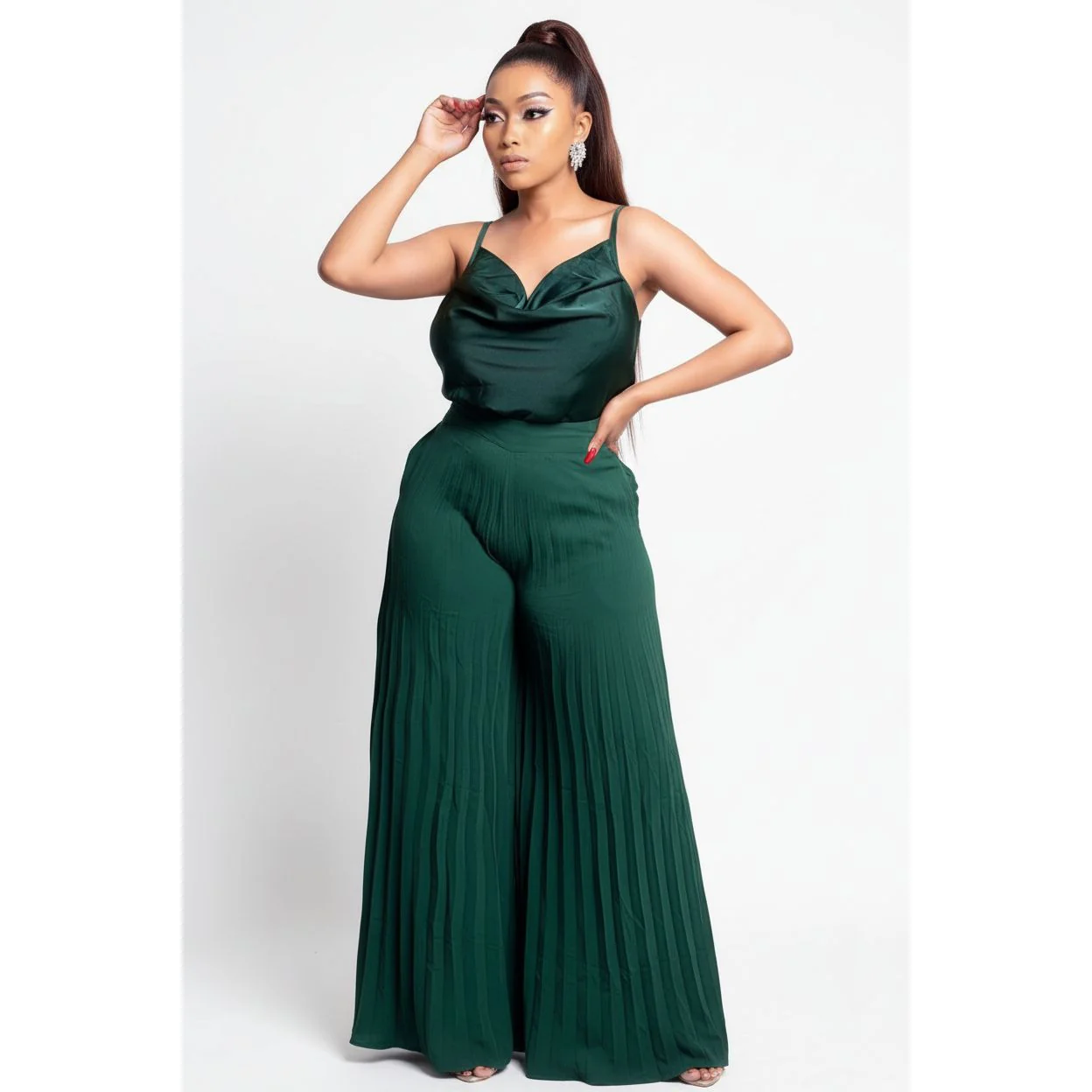 Satin pleated Palaza Pants  - Image 7