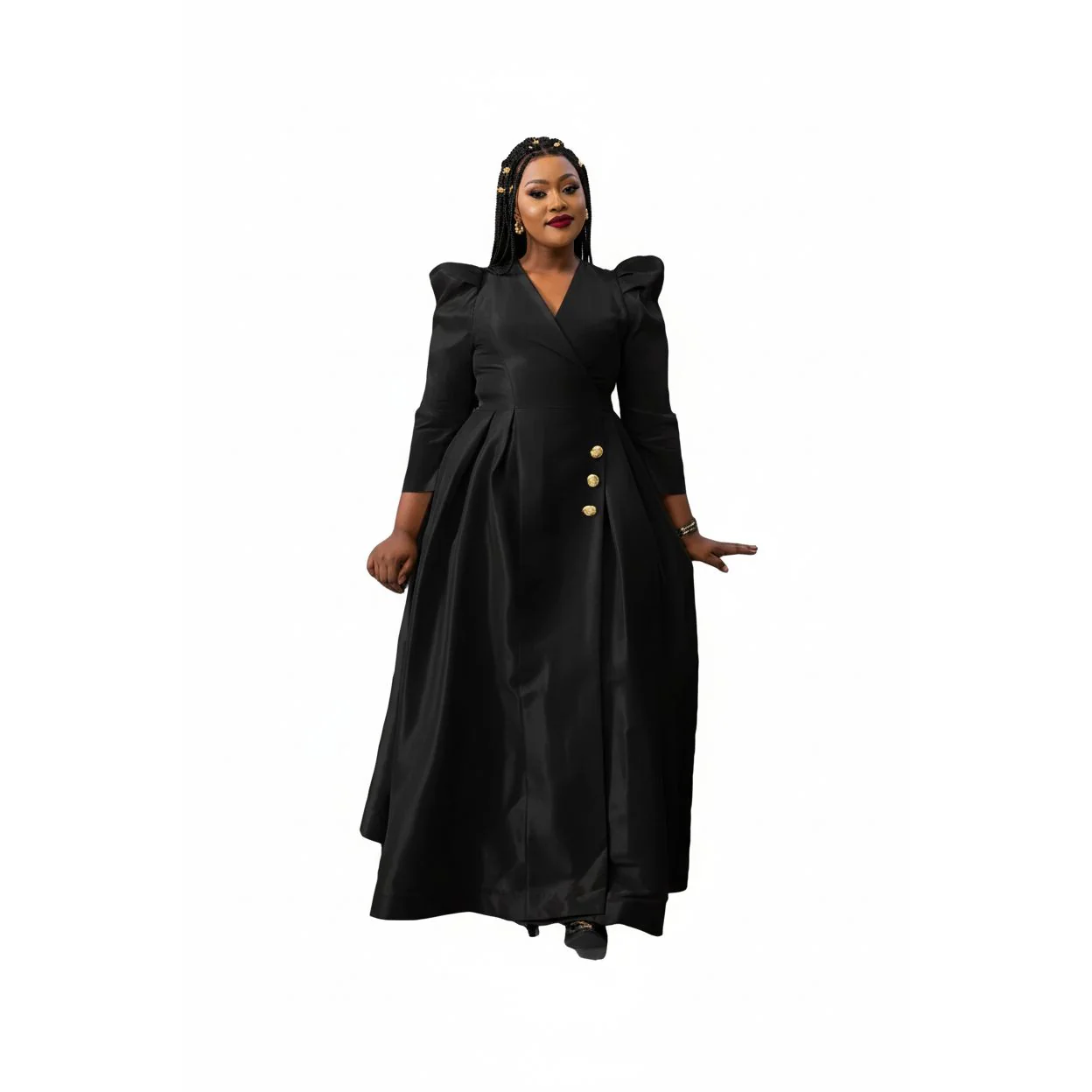 Satin Puffer Shoulder Maxi Dress - Image 5