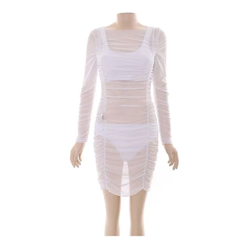 See Through Coverup and Bikini 3Pcs Set - Image 3