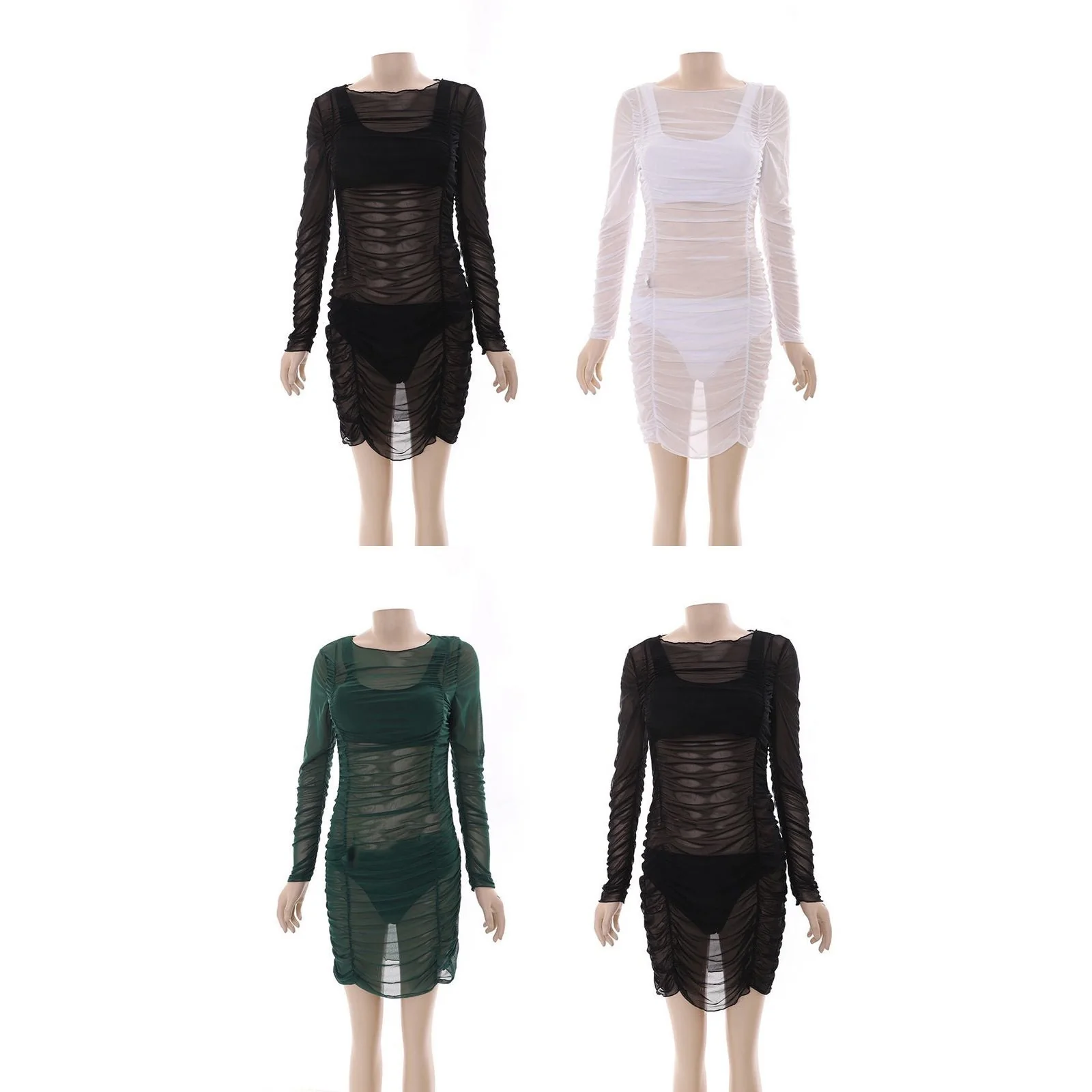 See Through Coverup and Bikini 3Pcs Set - Image 5