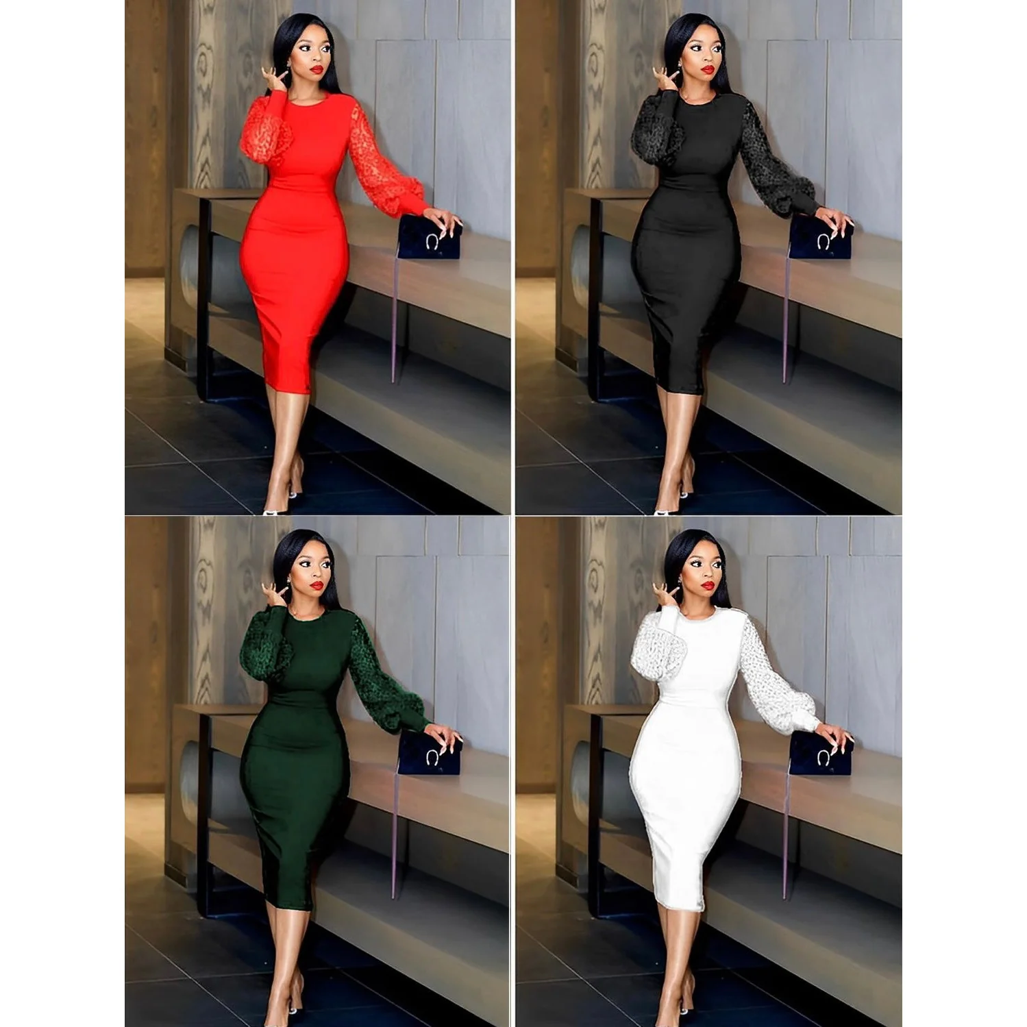 See Through Sleeve Bodycon Dress - Image 2