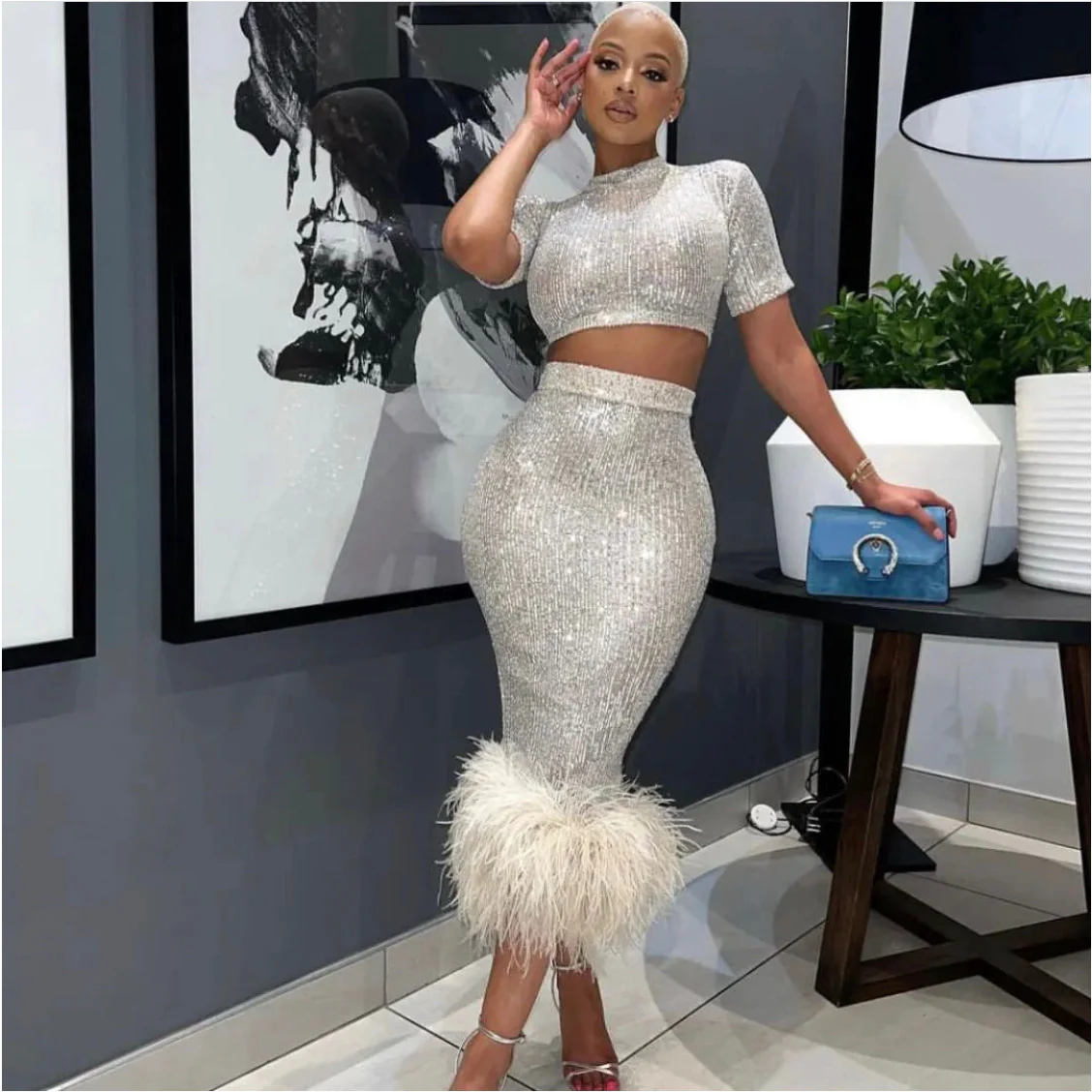 Sequins feather set