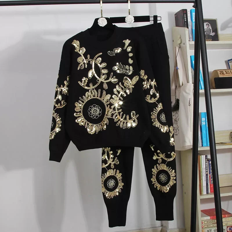 Sequins Knit Sweater + Pant Sets - Image 2