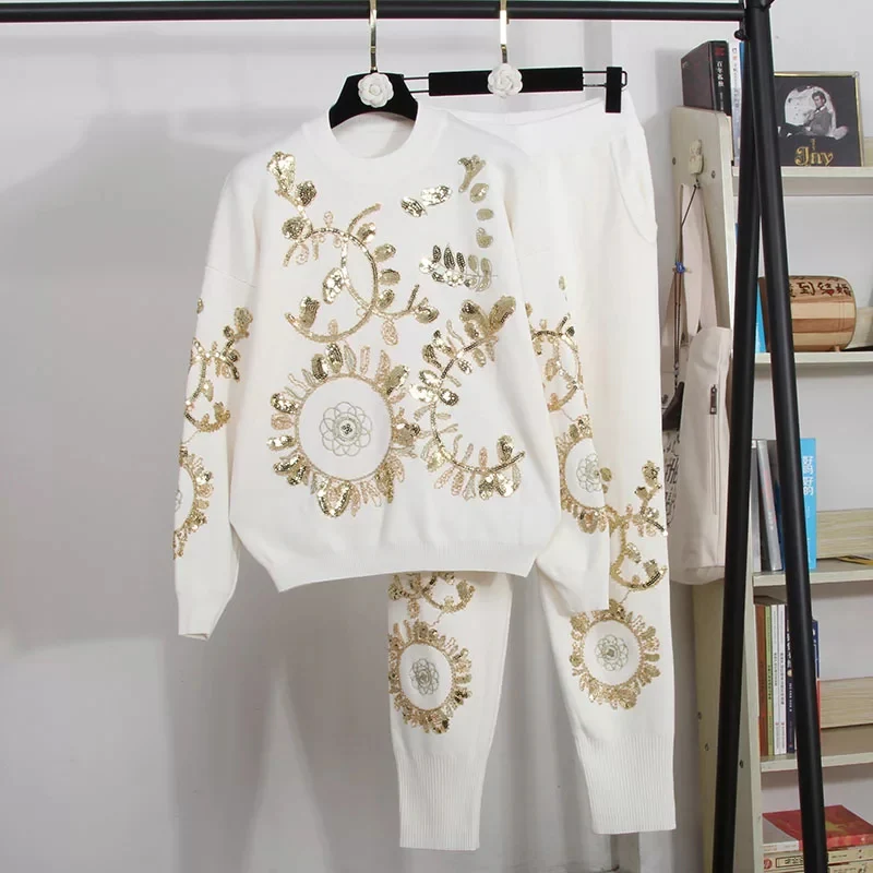 Sequins Knit Sweater + Pant Sets - Image 3
