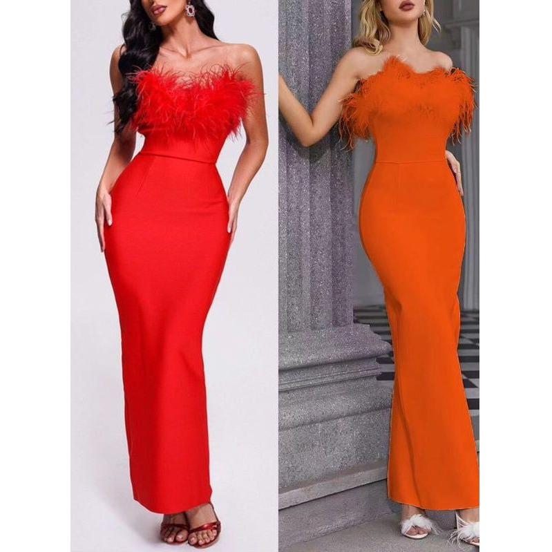 Sexy Bandage Feather Dress - Image 5