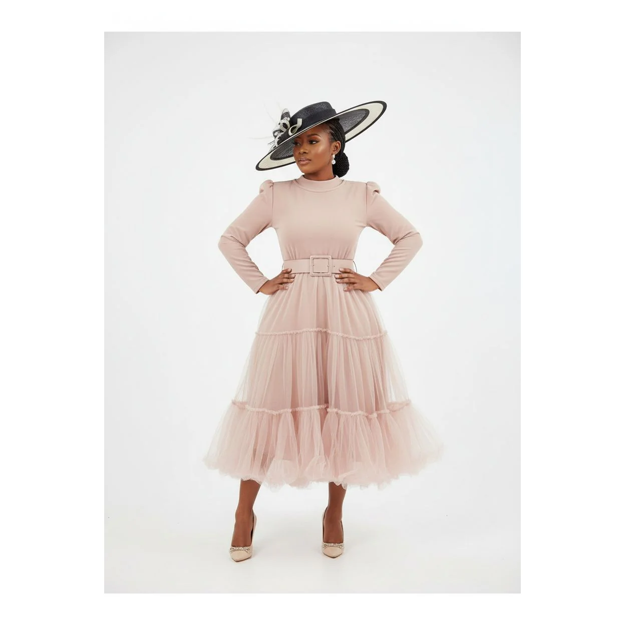 Premium Tiered Ruffle Midi Dress - Image 4