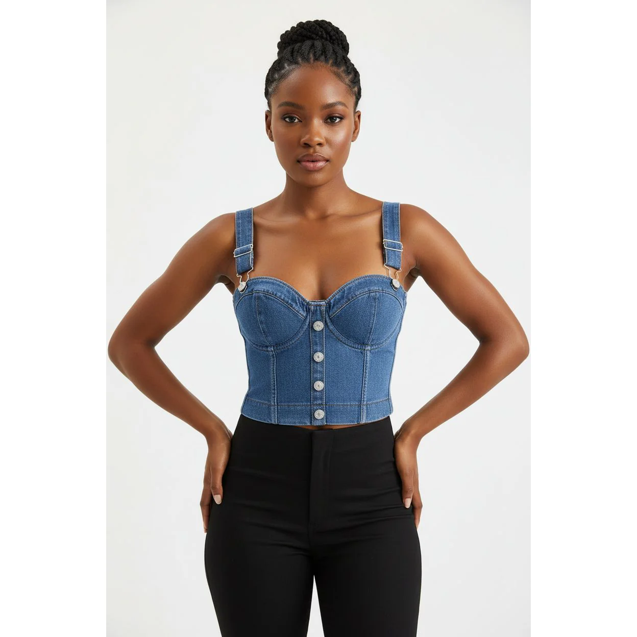 Sexy Denim Crop Top - Image 3