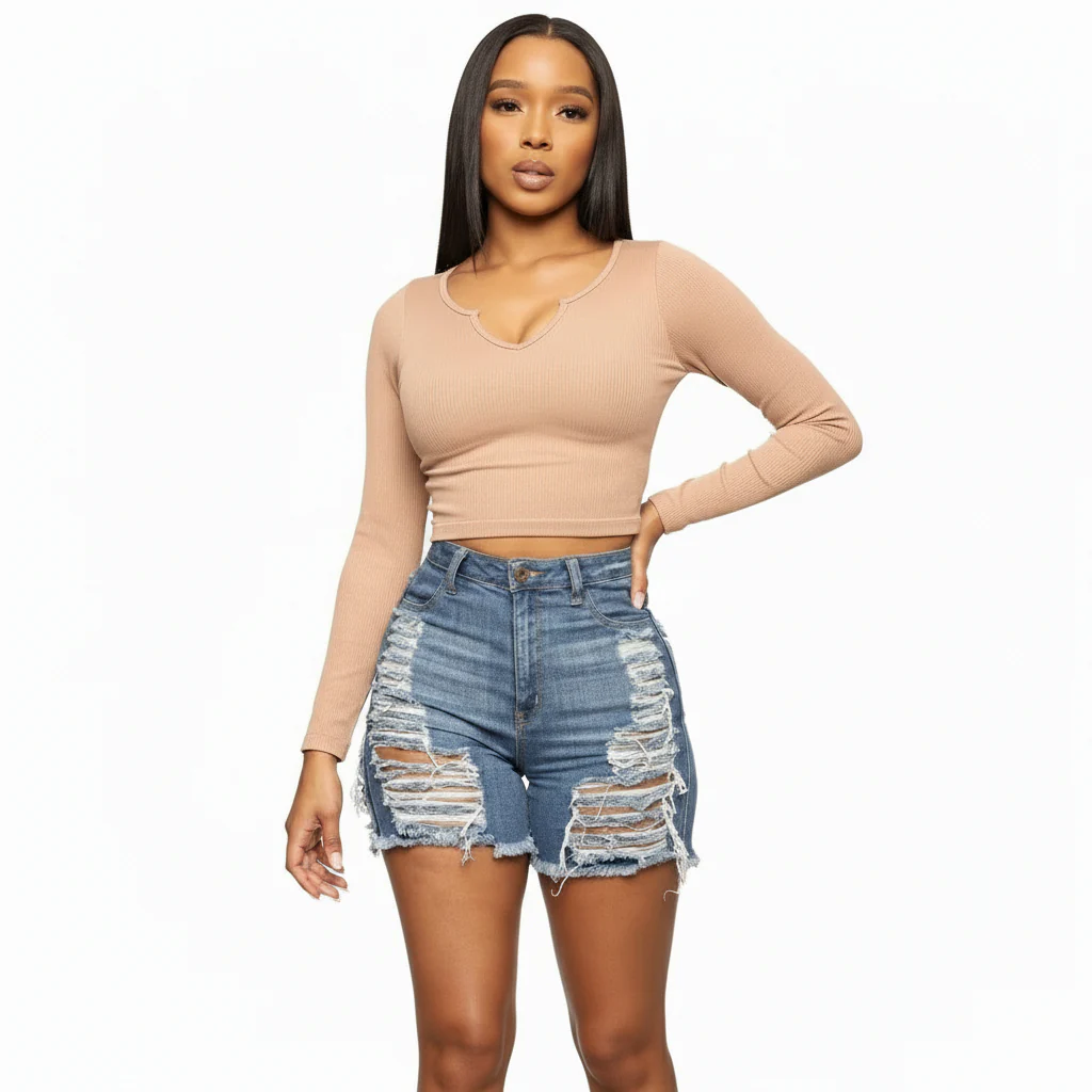 Sexy Denim Ripped Short Pant - Image 2