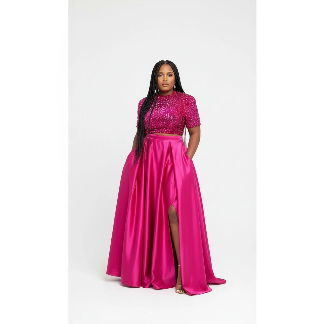 Sexy Glitter Crop Top & Skirt Set - Image 2