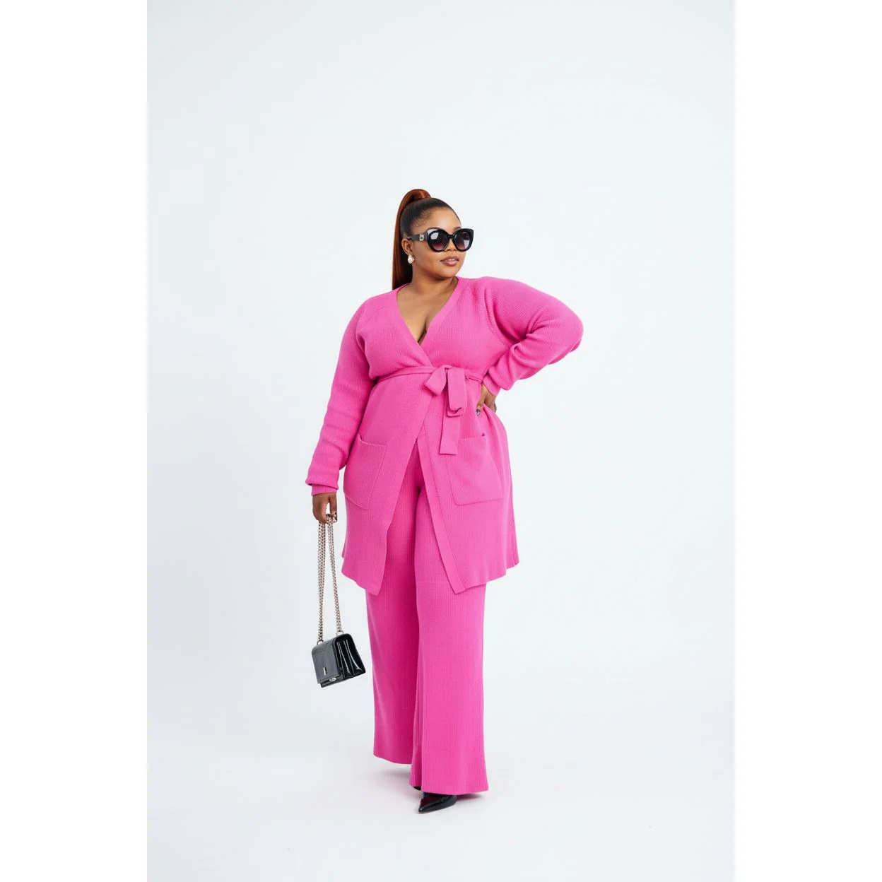 Sexy Knitted Long Sleeve Top and Pant Set - Image 2
