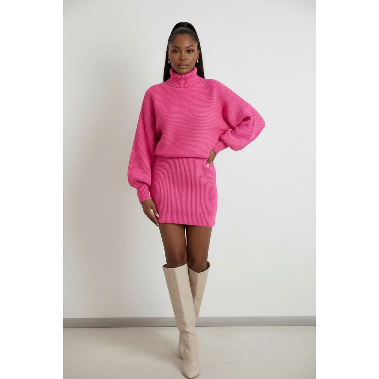 Sexy Knitted Top and Mini Skirt Set - Image 4