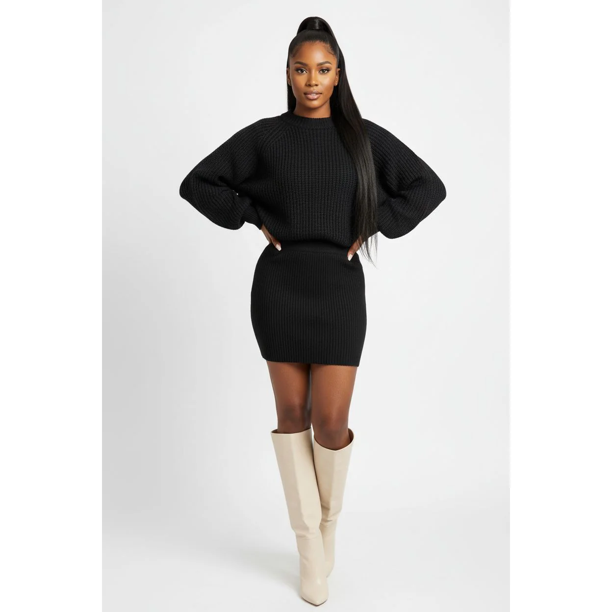 Sexy Knitted Top and Mini Skirt Set - Image 5